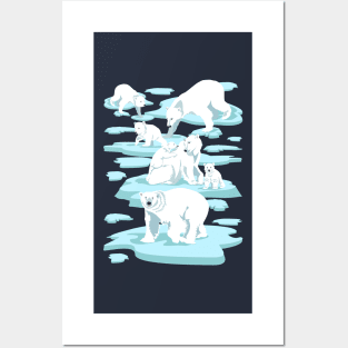 Save the Polar Bear (navy) Posters and Art